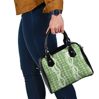 Hawaiian Ohia Lehua Lei Shoulder Handbag Plaid Palaka Omaomao Pattern - Polynesian Pride
