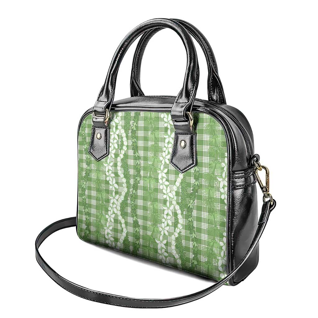 Hawaiian Ohia Lehua Lei Shoulder Handbag Plaid Palaka Omaomao Pattern - Polynesian Pride