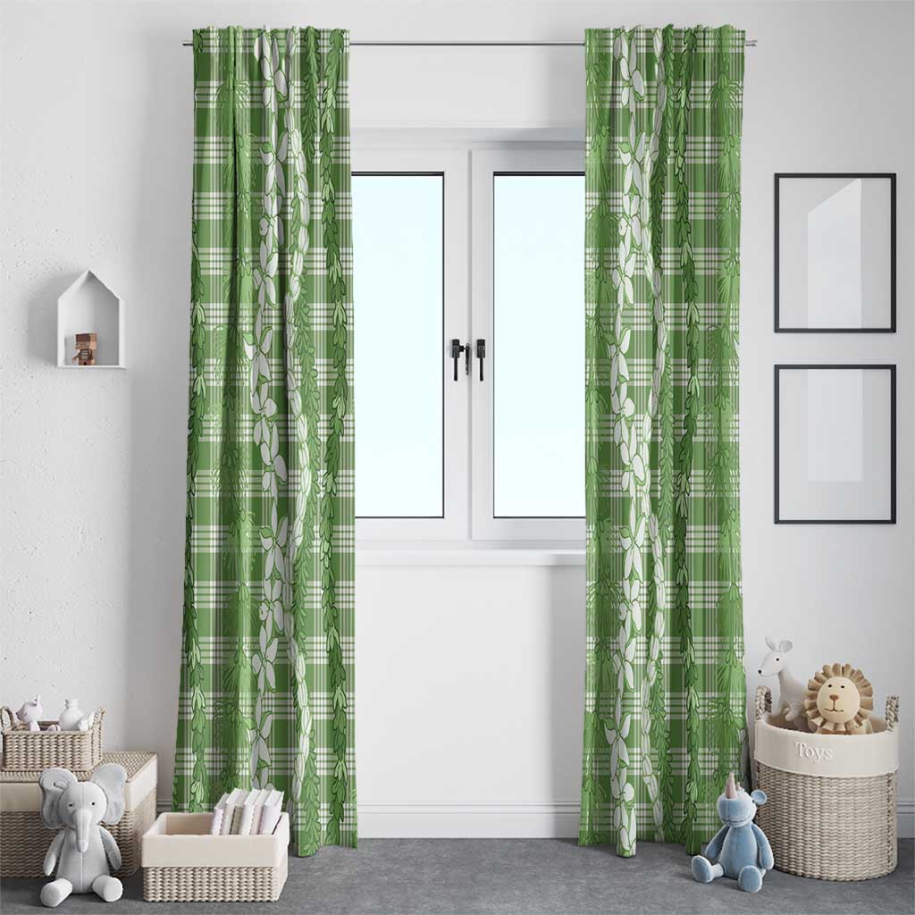 Hawaiian Ohia Lehua Lei Window Curtain Plaid Palaka Omaomao Pattern - Polynesian Pride