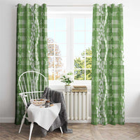 Hawaiian Ohia Lehua Lei Window Curtain Plaid Palaka Omaomao Pattern - Polynesian Pride
