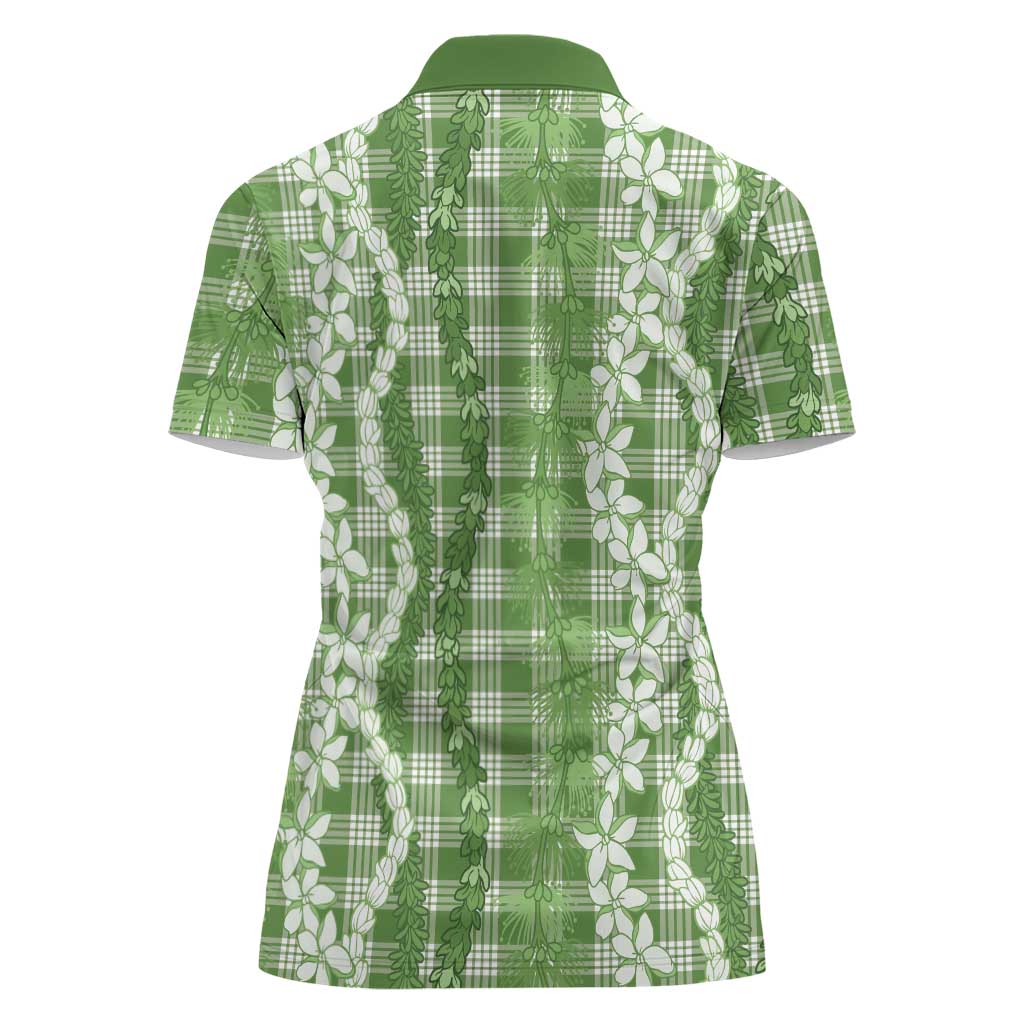 Hawaiian Ohia Lehua Lei Women Polo Shirt Plaid Palaka Omaomao Pattern LT9 - Polynesian Pride