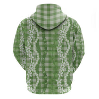 Hawaiian Ohia Lehua Lei Zip Hoodie Plaid Palaka Omaomao Pattern - Polynesian Pride