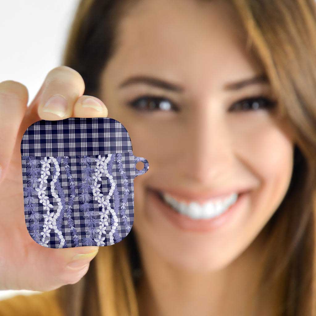 Hawaiian Ohia Lehua Lei AirPods Case Plaid Palaka Uliuli hohonu Pattern - Polynesian Pride