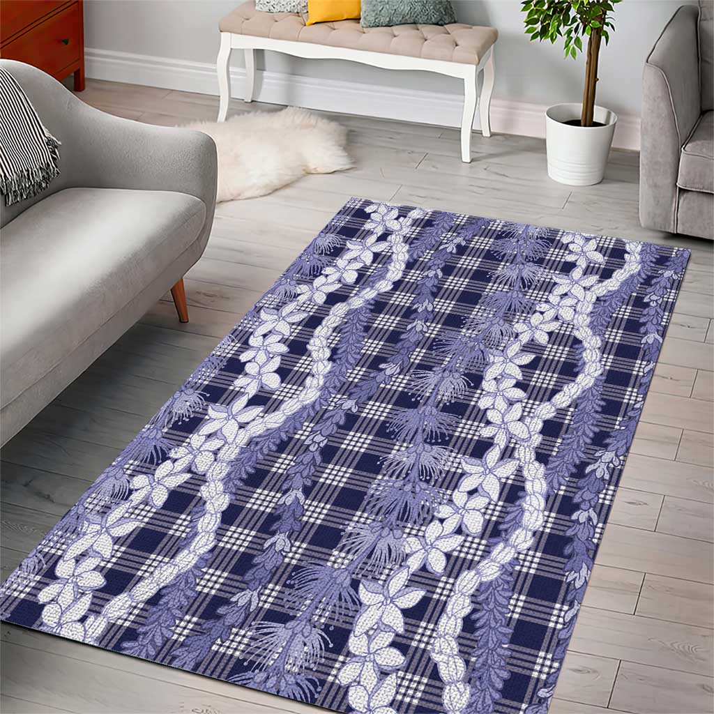 Hawaiian Ohia Lehua Lei Area Rug Plaid Palaka Uliuli hohonu Pattern - Polynesian Pride