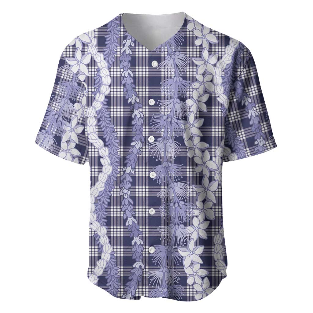 Hawaiian Ohia Lehua Lei Baseball Jersey Plaid Palaka Uliuli hohonu Pattern - Polynesian Pride