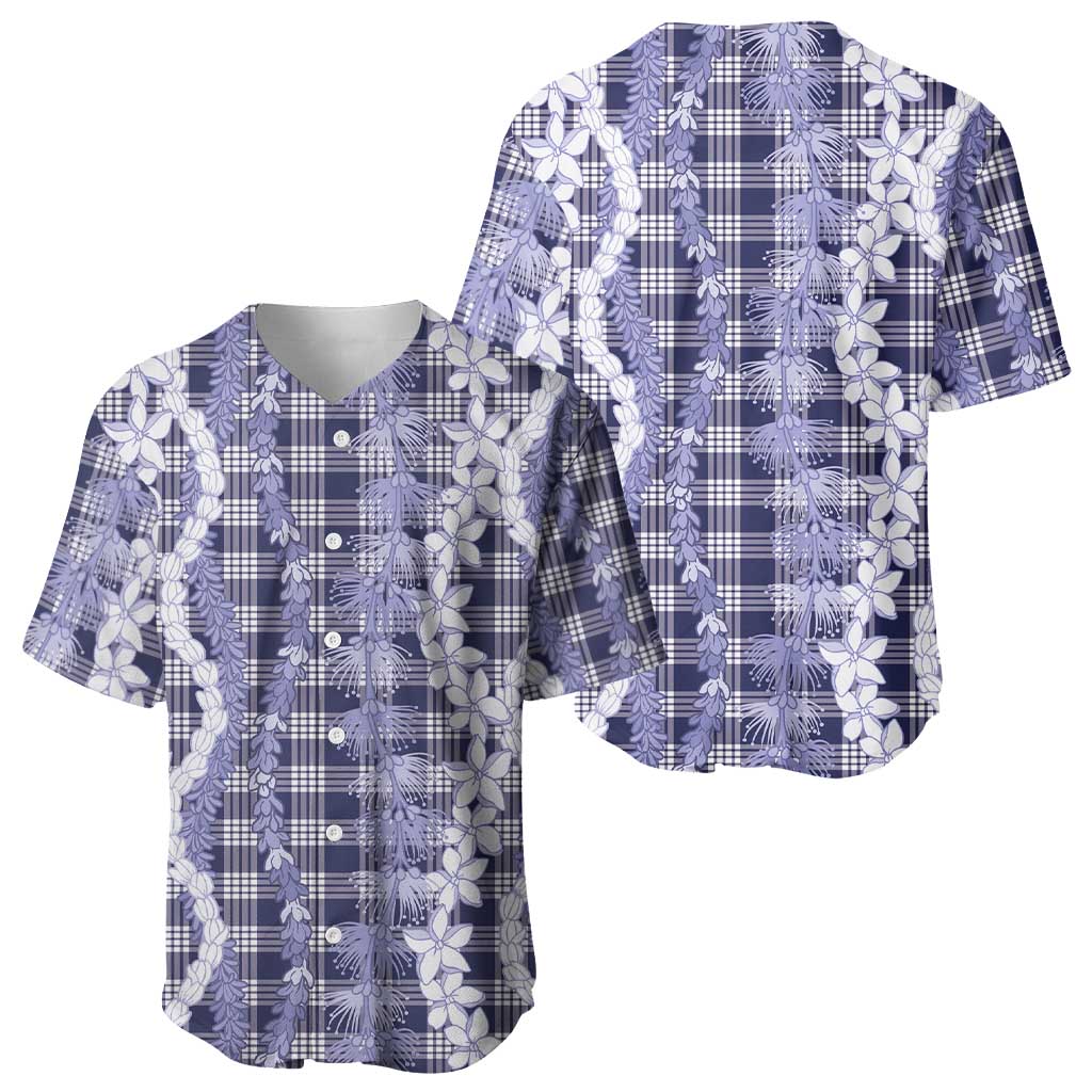 Hawaiian Ohia Lehua Lei Baseball Jersey Plaid Palaka Uliuli hohonu Pattern - Polynesian Pride