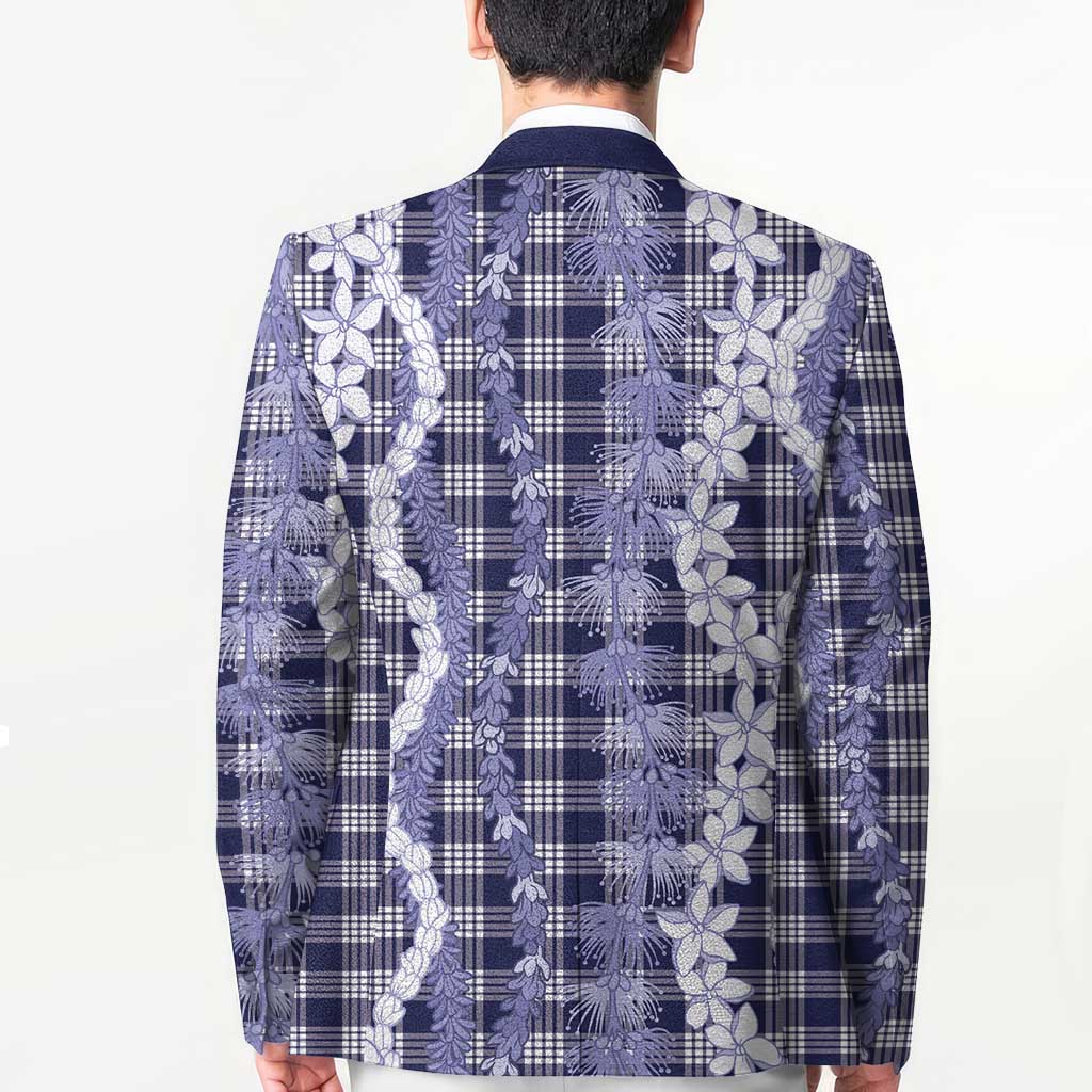 Hawaiian Ohia Lehua Lei Blazer Plaid Palaka Uliuli hohonu Pattern - Polynesian Pride