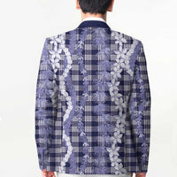 Hawaiian Ohia Lehua Lei Blazer Plaid Palaka Uliuli hohonu Pattern - Polynesian Pride