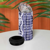 Hawaiian Ohia Lehua Lei 4 in 1 Can Cooler Tumbler Plaid Palaka Uliuli hohonu Pattern LT9 - Polynesian Pride
