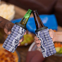 Hawaiian Ohia Lehua Lei 4 in 1 Can Cooler Tumbler Plaid Palaka Uliuli hohonu Pattern LT9 - Polynesian Pride