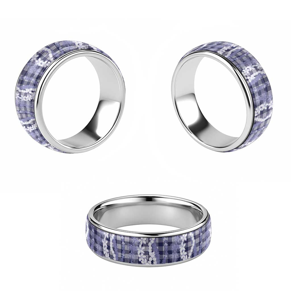 Hawaiian Ohia Lehua Lei Classic Ring Plaid Palaka Uliuli hohonu Pattern - Polynesian Pride
