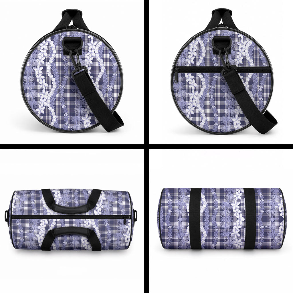 Hawaiian Ohia Lehua Lei Duffle Bag Plaid Palaka Uliuli hohonu Pattern LT9 - Polynesian Pride