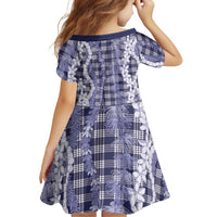 Hawaiian Ohia Lehua Lei Family Matching Off The Shoulder Long Sleeve Dress and Hawaiian Shirt Plaid Palaka Uliuli hohonu Pattern LT9 - Polynesian Pride