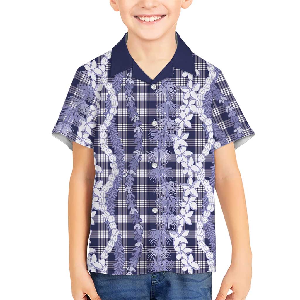 Hawaiian Ohia Lehua Lei Family Matching Off The Shoulder Long Sleeve Dress and Hawaiian Shirt Plaid Palaka Uliuli hohonu Pattern LT9 - Polynesian Pride