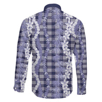 Hawaiian Ohia Lehua Lei Family Matching Off Shoulder Maxi Dress and Hawaiian Shirt Plaid Palaka Uliuli hohonu Pattern LT9 - Polynesian Pride