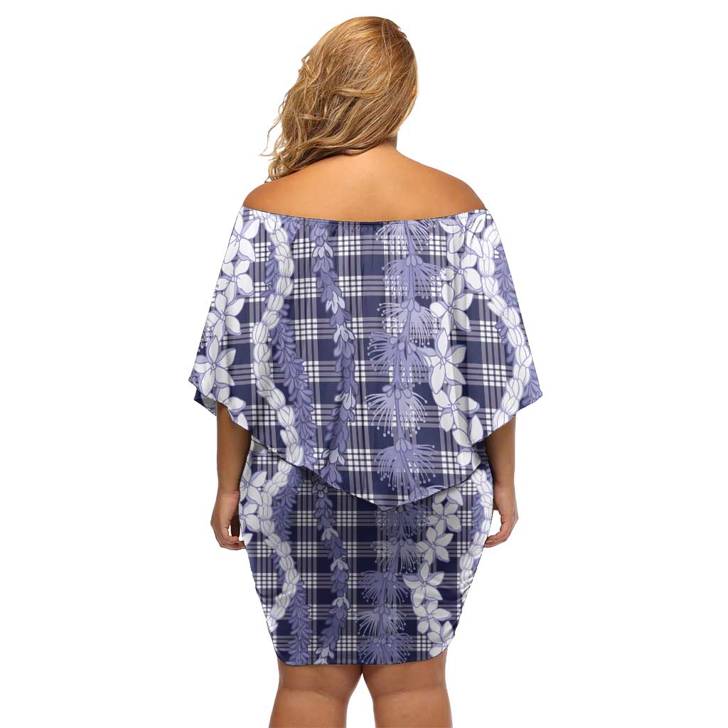 Hawaiian Ohia Lehua Lei Family Matching Off Shoulder Short Dress and Hawaiian Shirt Plaid Palaka Uliuli hohonu Pattern LT9 - Polynesian Pride