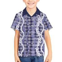 Hawaiian Ohia Lehua Lei Family Matching Puletasi and Hawaiian Shirt Plaid Palaka Uliuli hohonu Pattern - Polynesian Pride