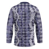 Hawaiian Ohia Lehua Lei Hockey Jersey Plaid Palaka Uliuli hohonu Pattern - Polynesian Pride