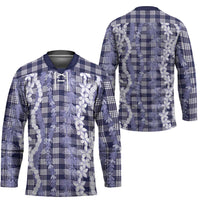 Hawaiian Ohia Lehua Lei Hockey Jersey Plaid Palaka Uliuli hohonu Pattern - Polynesian Pride