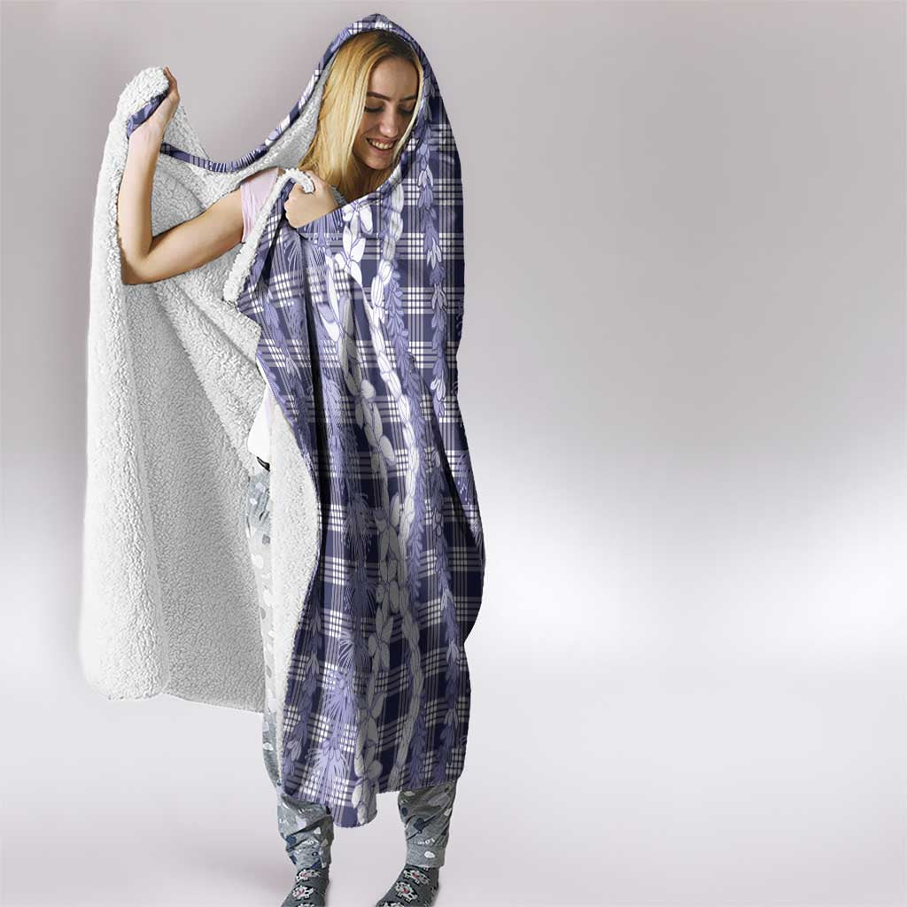 Hawaiian Ohia Lehua Lei Hooded Blanket Plaid Palaka Uliuli hohonu Pattern - Polynesian Pride