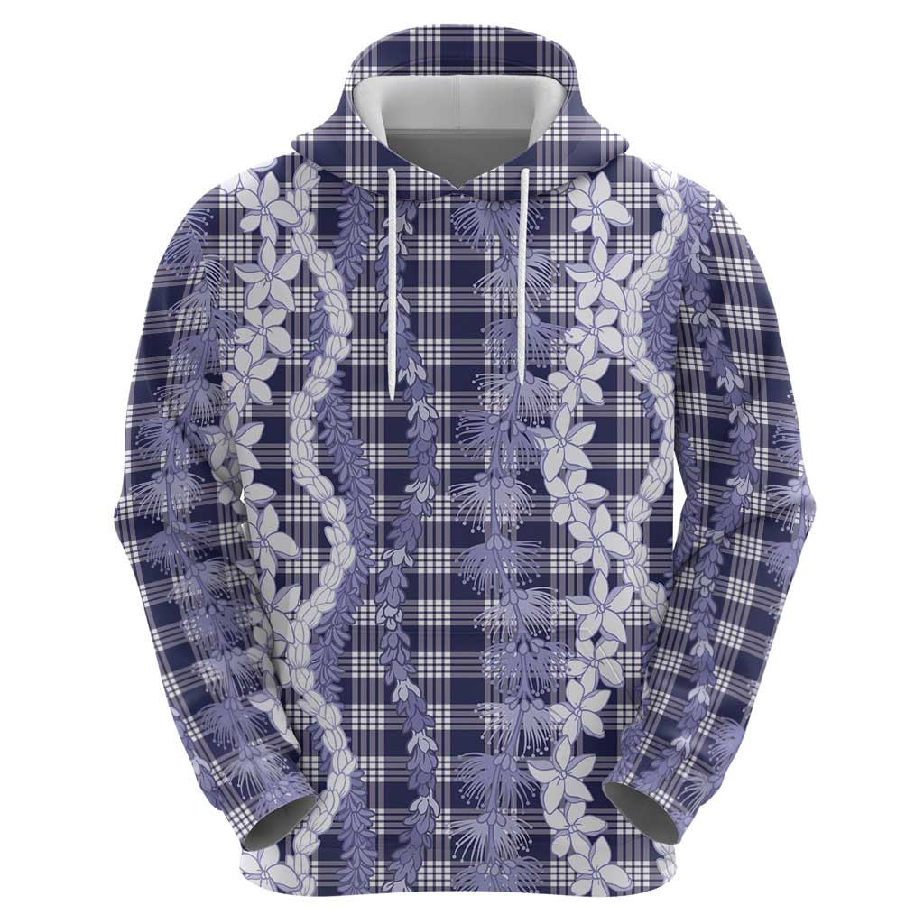 Hawaiian Ohia Lehua Lei Hoodie Plaid Palaka Uliuli hohonu Pattern - Polynesian Pride