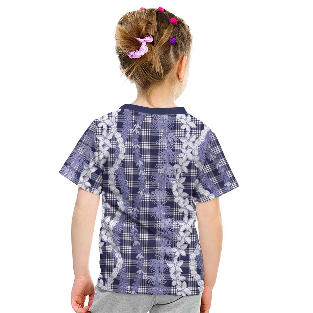 Hawaiian Ohia Lehua Lei Kid T Shirt Plaid Palaka Uliuli hohonu Pattern - Polynesian Pride