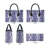 Hawaiian Ohia Lehua Lei Leather Bag Plaid Palaka Uliuli hohonu Pattern - Polynesian Pride