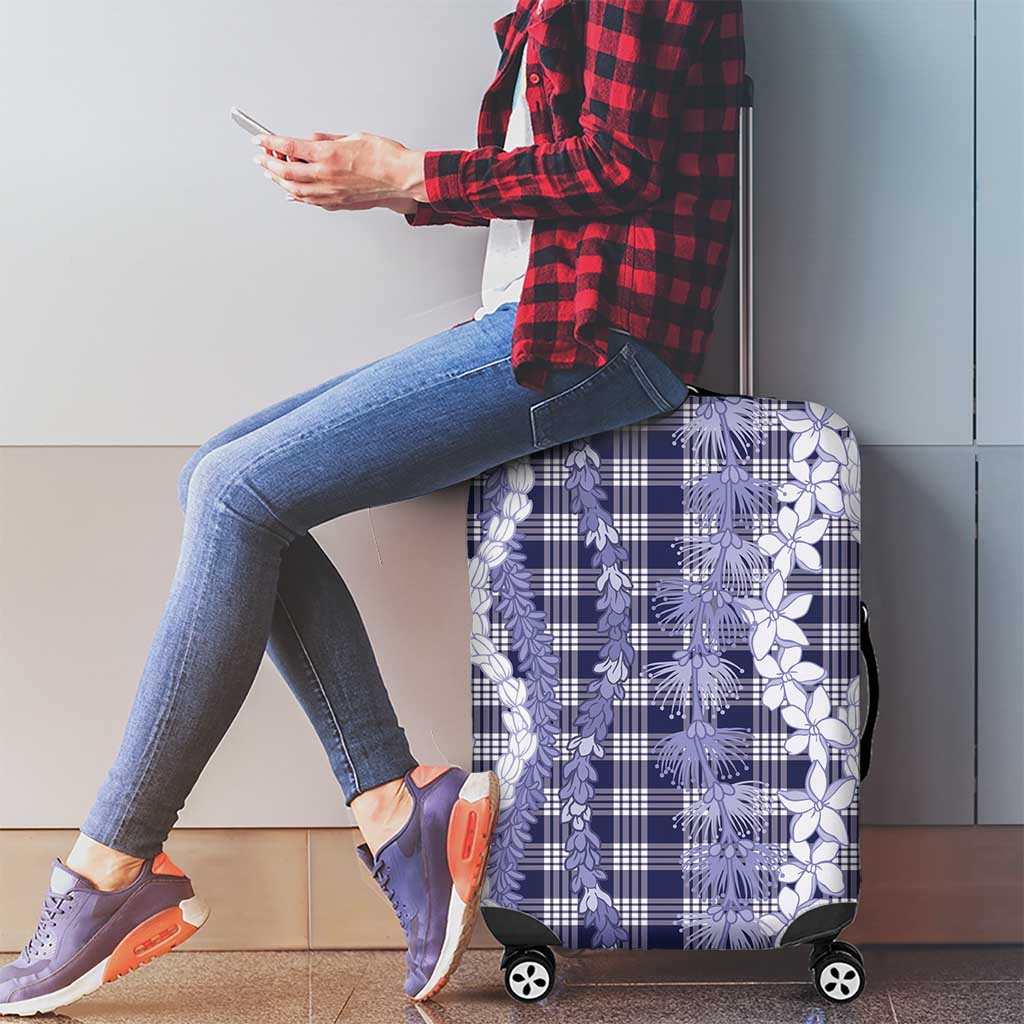 Hawaiian Ohia Lehua Lei Luggage Cover Plaid Palaka Uliuli hohonu Pattern LT9 - Polynesian Pride