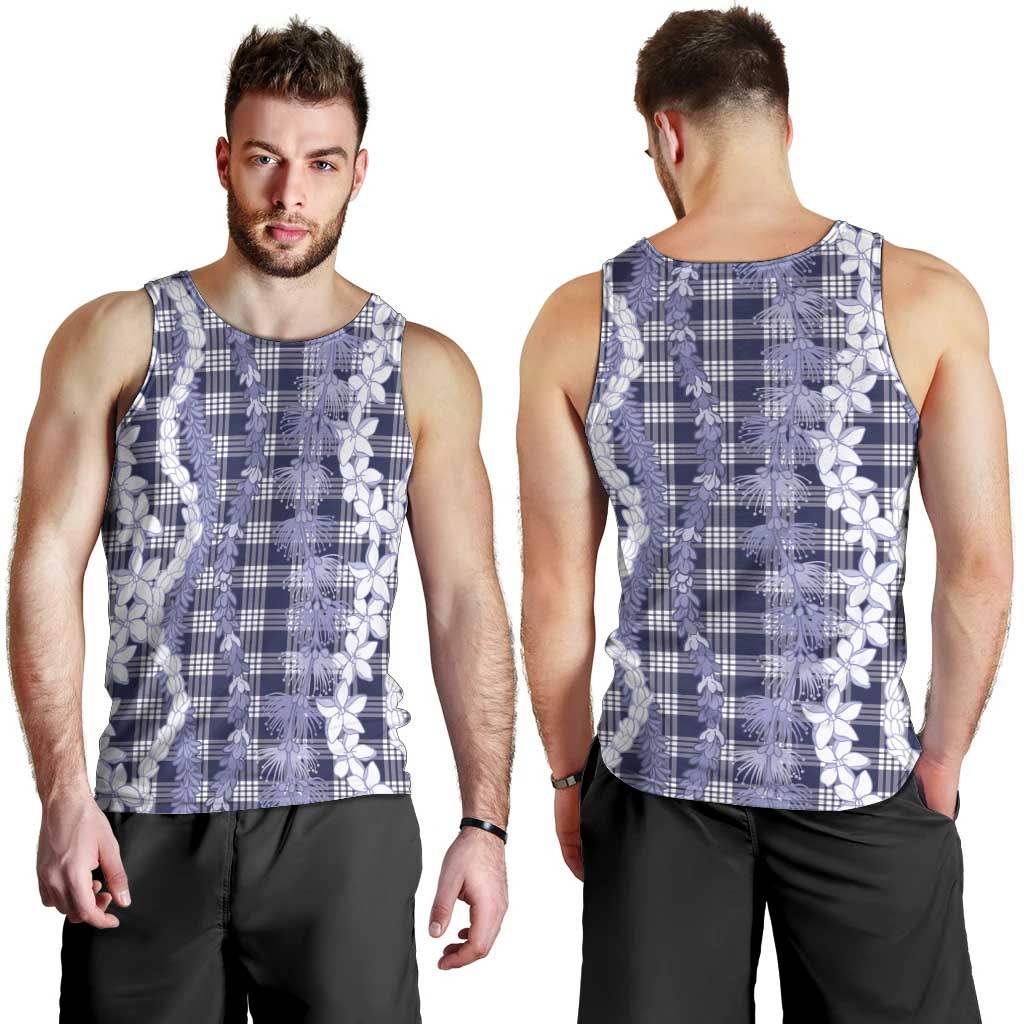 Hawaiian Ohia Lehua Lei Men Tank Top Plaid Palaka Uliuli hohonu Pattern - Polynesian Pride
