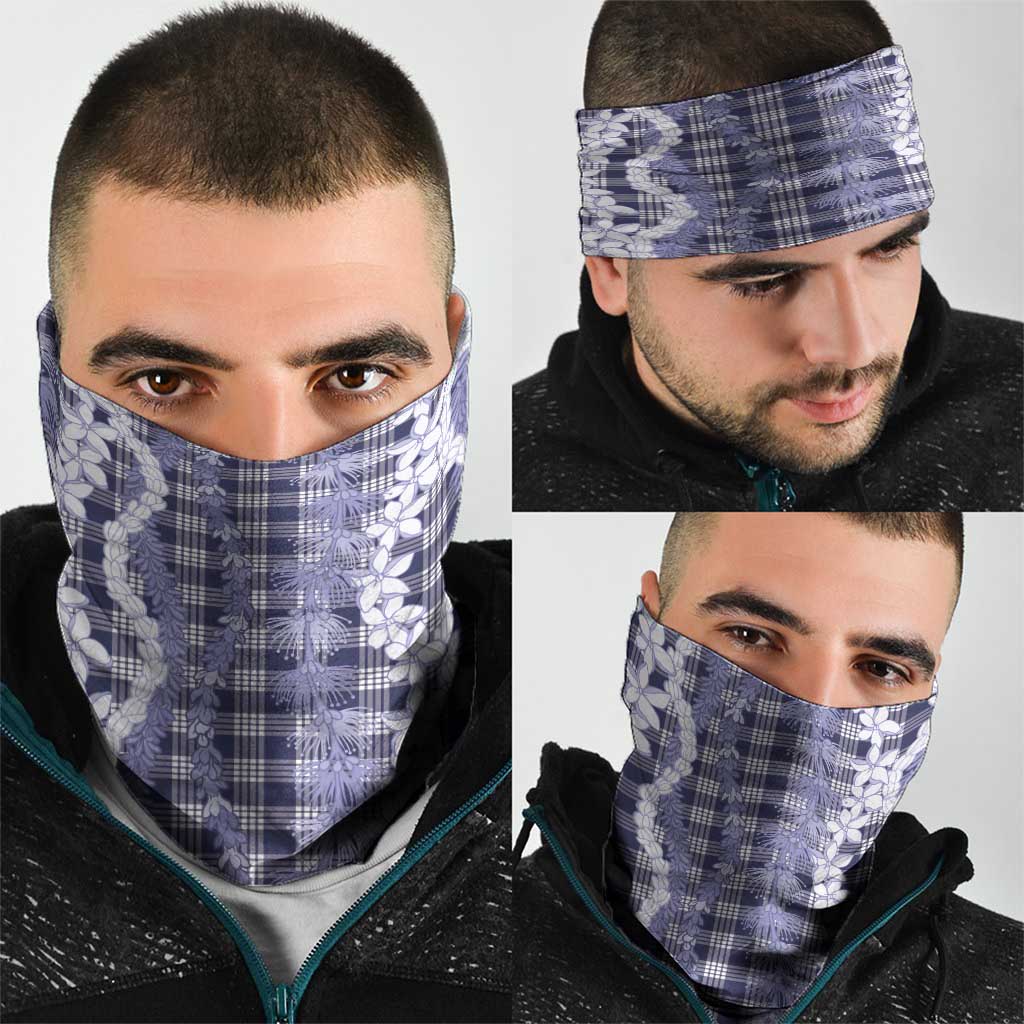 Hawaiian Ohia Lehua Lei Neck Gaiter Plaid Palaka Uliuli hohonu Pattern - Polynesian Pride