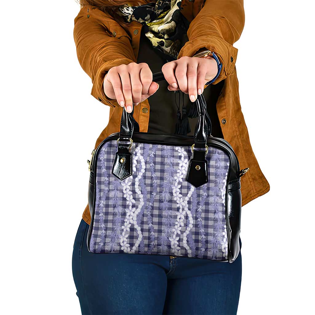 Hawaiian Ohia Lehua Lei Shoulder Handbag Plaid Palaka Uliuli hohonu Pattern - Polynesian Pride