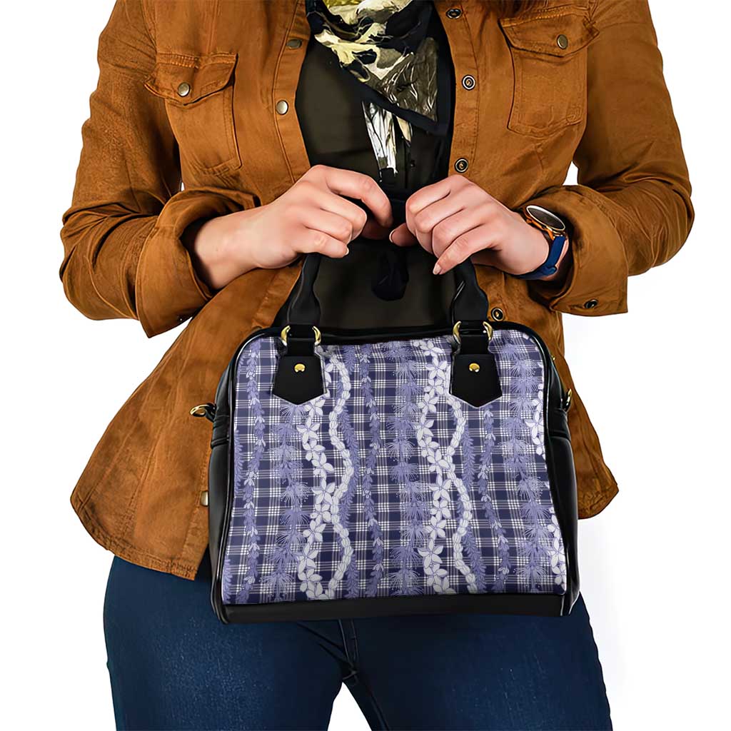 Hawaiian Ohia Lehua Lei Shoulder Handbag Plaid Palaka Uliuli hohonu Pattern - Polynesian Pride