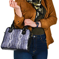 Hawaiian Ohia Lehua Lei Shoulder Handbag Plaid Palaka Uliuli hohonu Pattern - Polynesian Pride