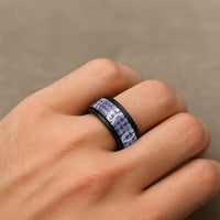 Hawaiian Ohia Lehua Lei Spinner Ring Plaid Palaka Uliuli hohonu Pattern - Polynesian Pride