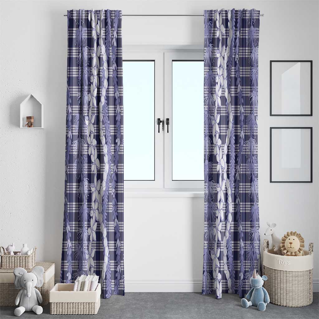 Hawaiian Ohia Lehua Lei Window Curtain Plaid Palaka Uliuli hohonu Pattern - Polynesian Pride