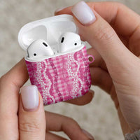 Hawaiian Ohia Lehua Lei AirPods Case Plaid Palaka Akala Pattern - Polynesian Pride
