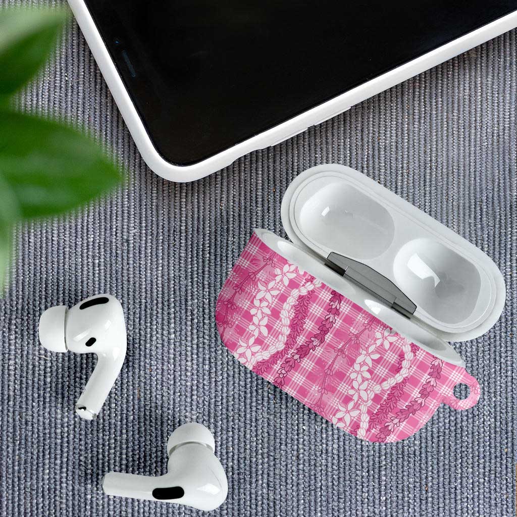 Hawaiian Ohia Lehua Lei AirPods Case Plaid Palaka Akala Pattern - Polynesian Pride
