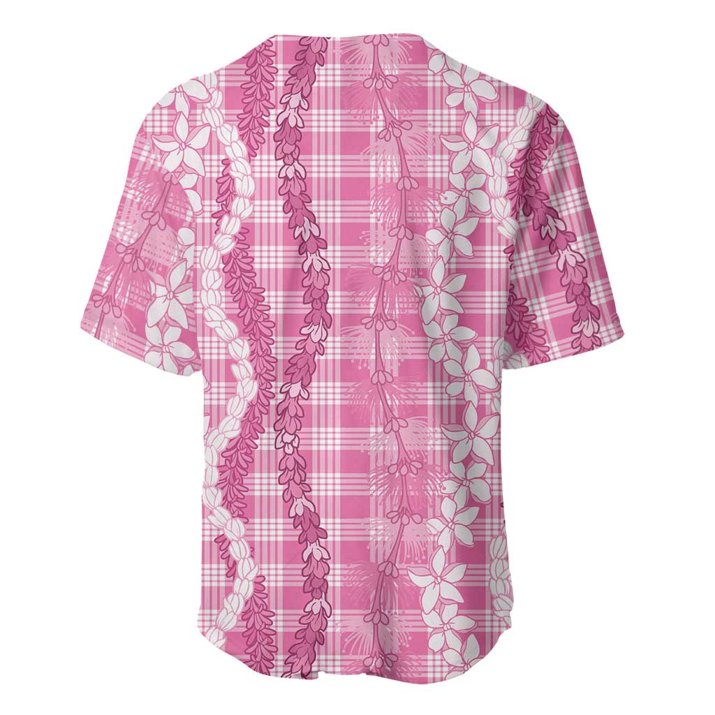 Hawaiian Ohia Lehua Lei Baseball Jersey Plaid Palaka Akala Pattern - Polynesian Pride