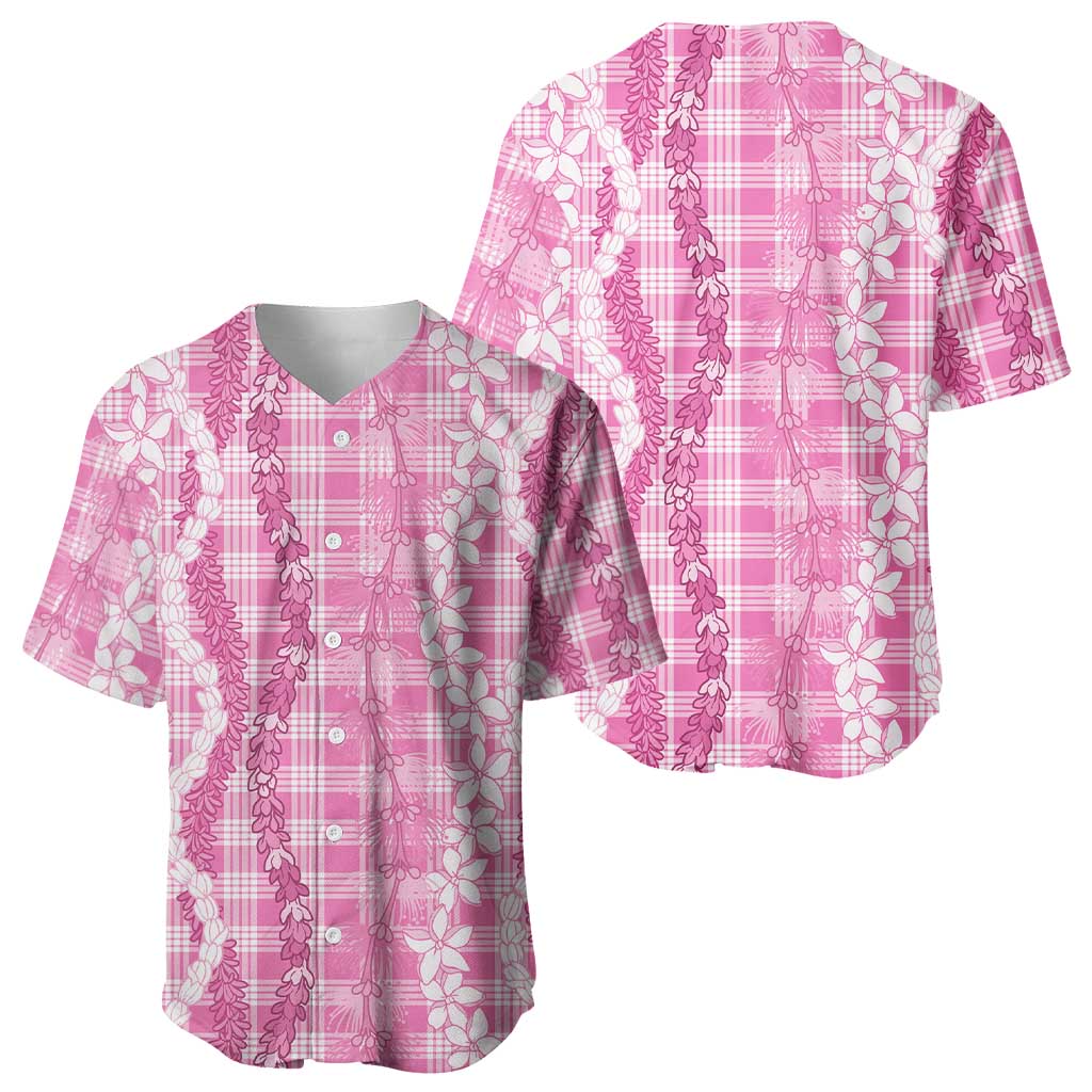 Hawaiian Ohia Lehua Lei Baseball Jersey Plaid Palaka Akala Pattern - Polynesian Pride