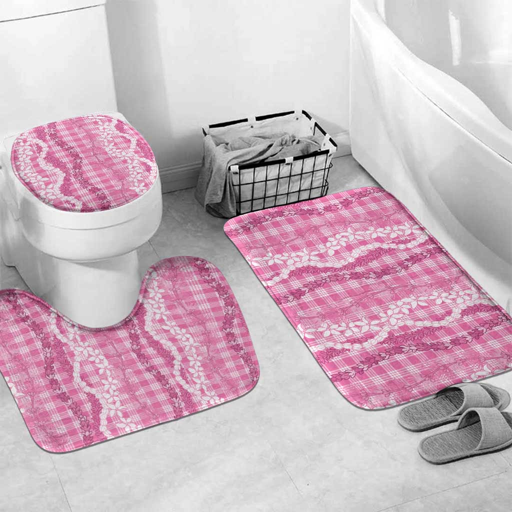 Hawaiian Ohia Lehua Lei Bathroom Set Plaid Palaka Akala Pattern - Polynesian Pride