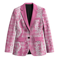 Hawaiian Ohia Lehua Lei Blazer Plaid Palaka Akala Pattern - Polynesian Pride