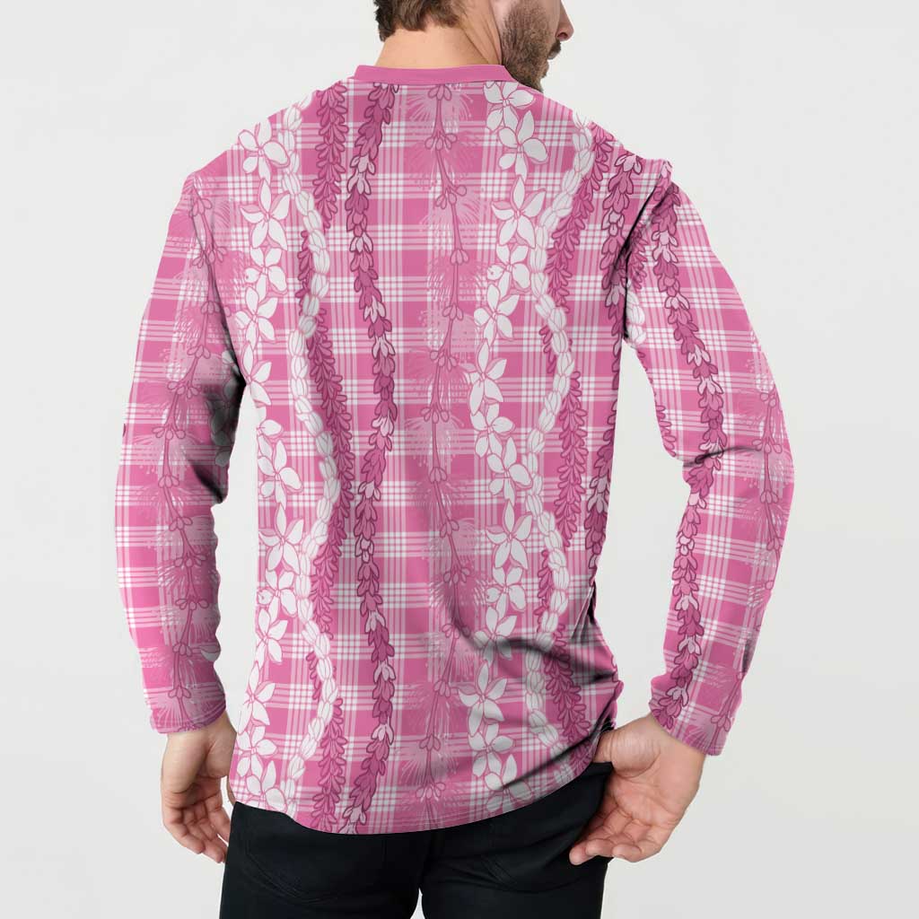 Hawaiian Ohia Lehua Lei Button Sweatshirt Plaid Palaka Akala Pattern - Polynesian Pride