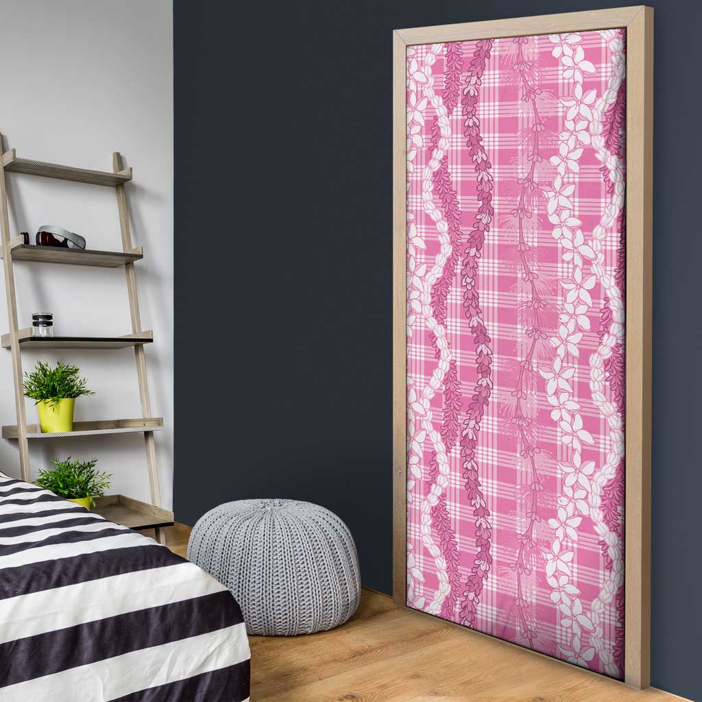 Hawaiian Ohia Lehua Lei Door Cover Plaid Palaka Akala Pattern - Polynesian Pride
