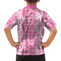 Hawaiian Ohia Lehua Lei Family Matching Mermaid Dress and Hawaiian Shirt Plaid Palaka Akala Pattern LT9 - Polynesian Pride