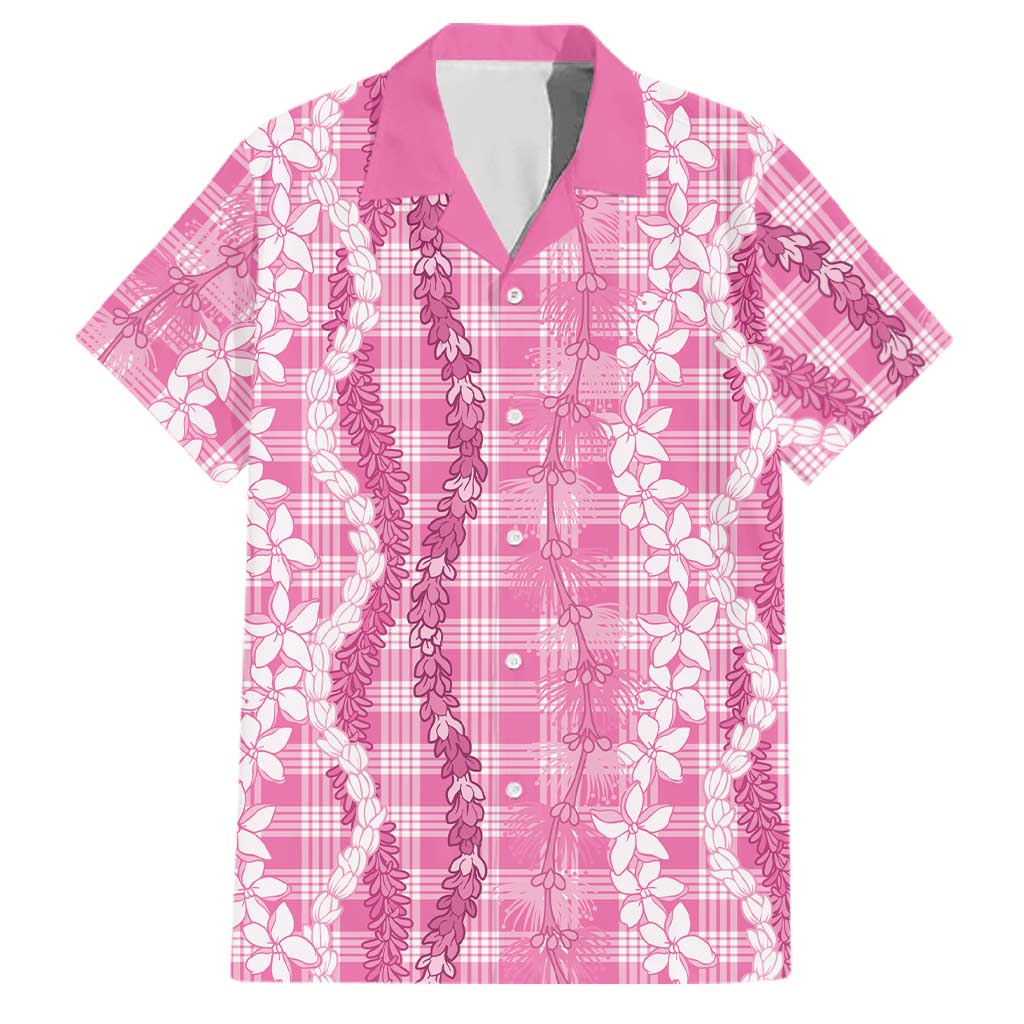 Hawaiian Ohia Lehua Lei Family Matching Off Shoulder Maxi Dress and Hawaiian Shirt Plaid Palaka Akala Pattern - Polynesian Pride