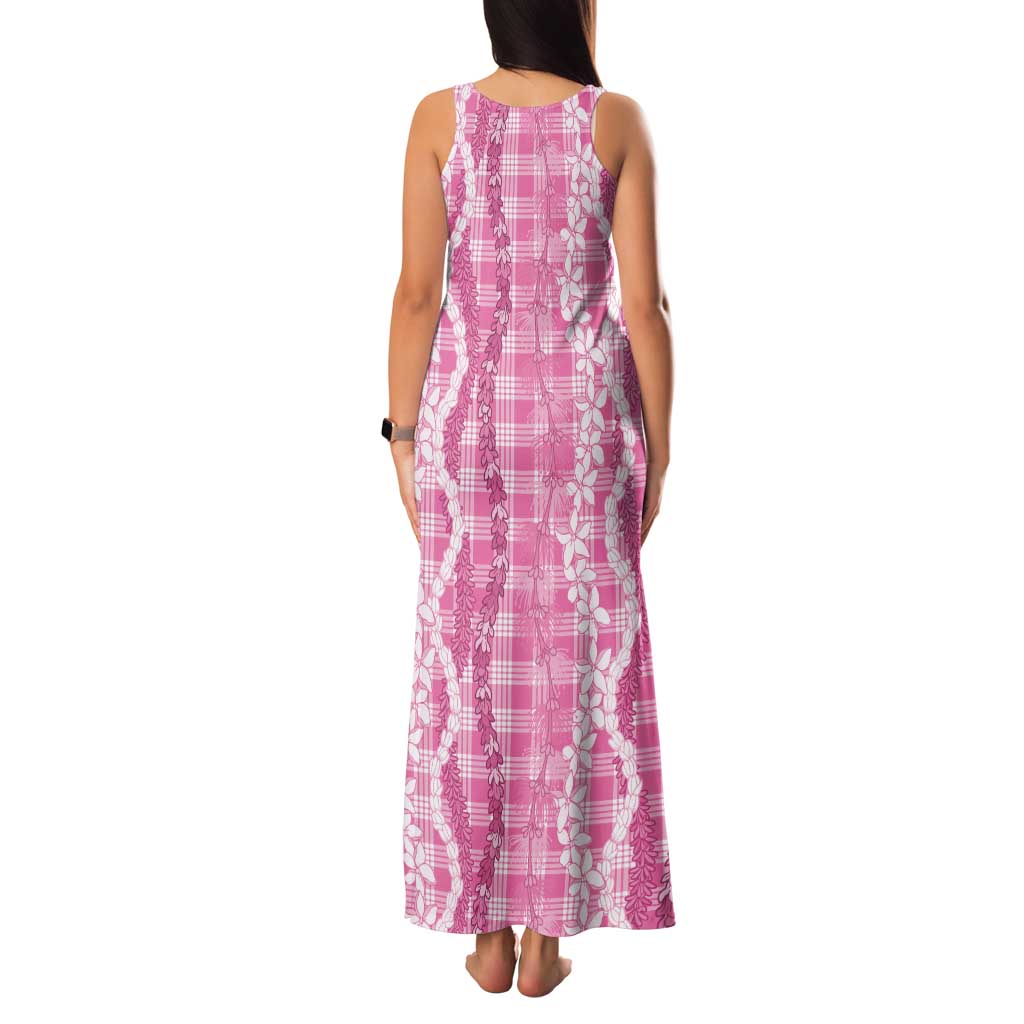 Hawaiian Ohia Lehua Lei Family Matching Tank Maxi Dress and Hawaiian Shirt Plaid Palaka Akala Pattern LT9 - Polynesian Pride