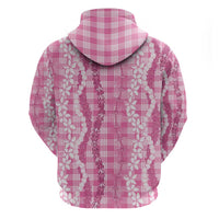 Hawaiian Ohia Lehua Lei Hoodie Plaid Palaka Akala Pattern - Polynesian Pride
