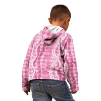 Hawaiian Ohia Lehua Lei Kid Hoodie Plaid Palaka Akala Pattern - Polynesian Pride