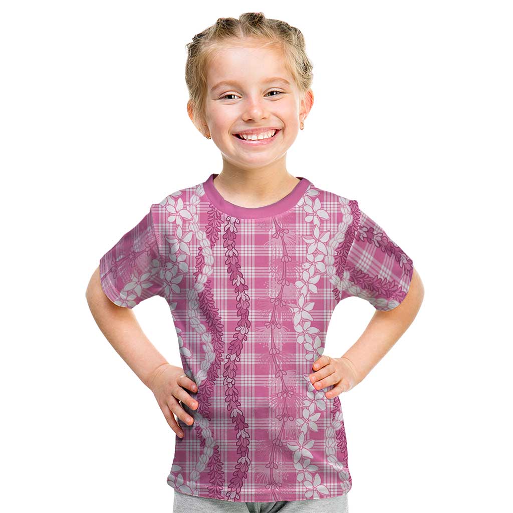Hawaiian Ohia Lehua Lei Kid T Shirt Plaid Palaka Akala Pattern - Polynesian Pride