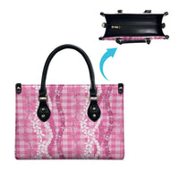 Hawaiian Ohia Lehua Lei Leather Bag Plaid Palaka Akala Pattern - Polynesian Pride